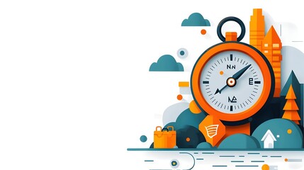 Poster - compass icon transforming into a detailed roadmap symbolizing strategic planning guidance and decisi