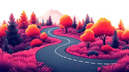 Poster - Branching paths depicting strategic decision making concept  Flat design graphic showing divergent and convergent road options representing choices opportunities