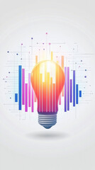 Poster - A light bulb is surrounded by colorful lines and numbers. Concept of creativity and innovation, as the light bulb is often associated with ideas and inspiration. The use of bright colors