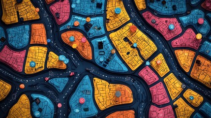 Poster - Directional arrows on a map visually depict the flow of planning guidance and strategic decision making  This flat design showcases a minimalist yet impactful concept for business analysis