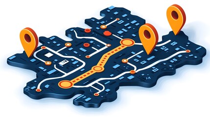 Poster - Flat Design of a Framework Grid Transforming into a Roadmap Aligning Business Strategy and Organizational Structure on a White Background