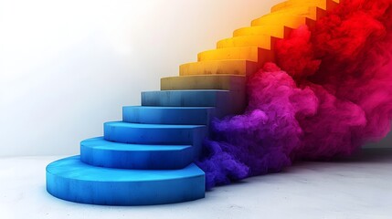 Poster - Staircase Forming a Strategic Roadmap Symbolizing Steps Toward Success Flat Design on Isolated White Background