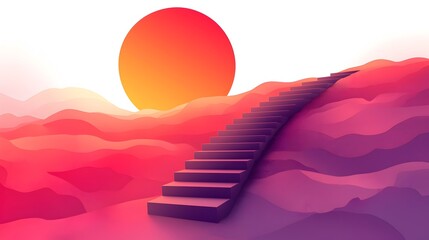 Poster - Ladder Transforming into a Strategic Business Growth Roadmap Concept on White Background  Flat Design Depicting the Journey of Planning Goal Setting