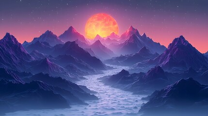 Poster - Mountain Path Expanding into a Strategic Map for Overcoming Challenges and Achieving Success with a Conceptual Framework in Flat Design on White Background