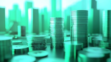 Poster - High Contrast 3D Business Savings Scene with Technology