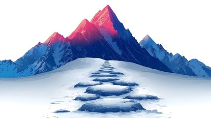 Poster - Scenic Mountain Path with Directional Guideposts Representing a Clear Plan and Guidance for Progress and Achievement