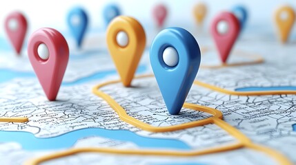 Poster - Flat design of road markers showing progress along a map visualizing step by step planning and journey towards a goal or success