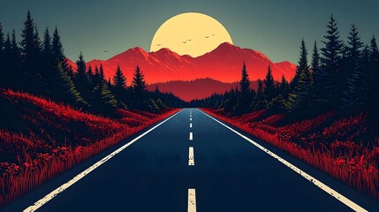 Poster - Road Turning into a Compass Visualizing the Concept of Planning Direction and Strategic Decision Making Isolated on a Clean White Background