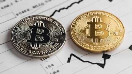 Poster - High Contrast Financial Charts with Cryptocurrency Coins