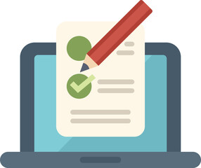 Poster - concept of online testing, completing a form or answering a questionnaire on a computer