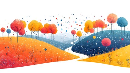 Poster - Digital landscape with abstract graph lines expanding and growing representing data analysis information visualization and business analytics  Flat design on a clean white background