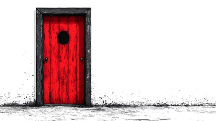 Poster - Keyhole transforming into an open door unlocking growth and potential flat design on a white background  This image represents the concept of opportunities breakthroughs
