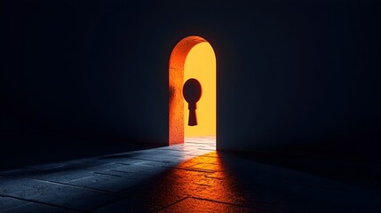 Poster - keyhole transforming into an open door unlocking growth and potential in a flat design on a isolated