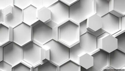 Poster - Abstract White Hexagon Pattern Background