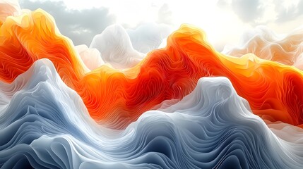 Poster - Expanding abstract shape design the concept of potential unfolding and the complexity of an evolving dynamic composition  Flat minimalist style with a white background
