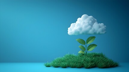 Poster - Data Cloud Transforming into a Growing Plant Symbolizing the Concept of Technology Driven Growth Innovation and Emerging Solutions  Flat Design on White Background