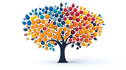 Poster - Bar chart expanding and transforming into a tree like structure representing the growth and evolution of a business or organization through data driven decision making depicted in a flat