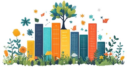 Poster - Expanding bar chart visually transforming into a growth focused data analysis tree the power of data driven decision making and strategic planning for business success