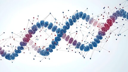Poster - DNA Helix Expanding into Data Streams Visualizing Growth Potential Through Information and Digital Transformation in Flat Design on Isolated White Background