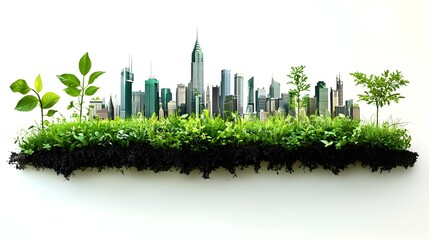 Poster - sapling turning into a city skyline conceptual depicting the potential for urban growth development 