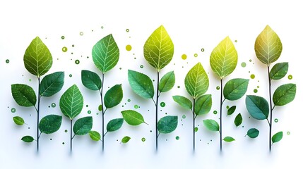 Poster - digital leaves growing from a network representing data driven sustainability and eco friendly innov