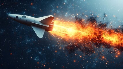 Poster - Paper Plane Transforming Into Soaring Rocket Expanding Creativity and Potential in Flat Design on White Background