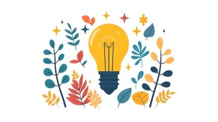 Poster - of a lightbulb transforming into a tree symbolizing the connection between creativity innovation and