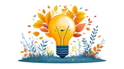Poster - of an idea bulb metamorphosing into a lush growing tree   symbolizing the blossoming of creative solutions innovative potential and visionary growth