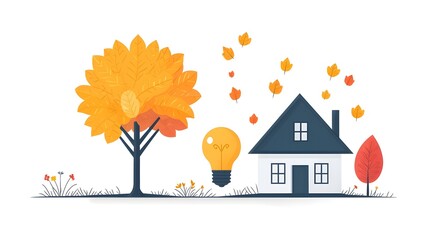 Poster - idea bulb transforming into a flourishing tree conceptual representing the growth and blossoming of 
