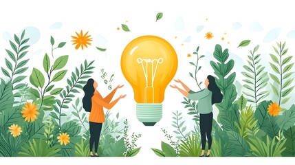 Poster - Hands Shaping a Lightbulb to Represent the Idea Creation Concept in a Flat Design Isolated on a White Background Symbolizing and Creative Thinking Process
