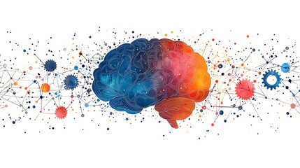 Poster - conceptual depicting the brain transforming into gears symbolizing the idea of mental processes inno