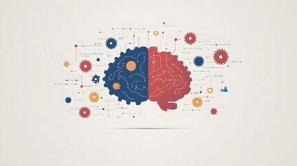 Poster - of a brain transforming into gears representing the mental processes and innovative thinking that dr