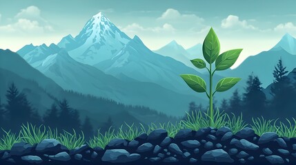 Poster - sapling transforming into a wind turbine symbolic of sustainable energy growth and eco friendly tech