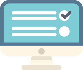 Fototapete - Modern desktop computer showing online survey form, checklist, online exam, or questionnaire with checkmark on screen