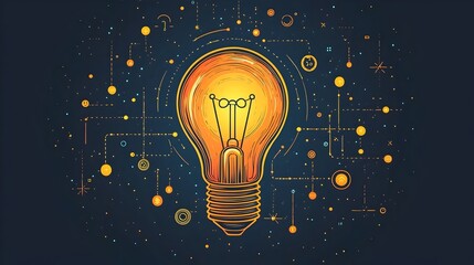 Poster - Innovative idea symbolized by a lightbulb morphing into a computer representing the convergence of creative thinking and advanced technology for groundbreaking solutions