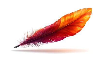 Poster - Feather Transforming into a Classic Quill Pen Symbolizing the Evolution of Creative Writing and Expression in a Minimalist Flat Design Style on a White Background