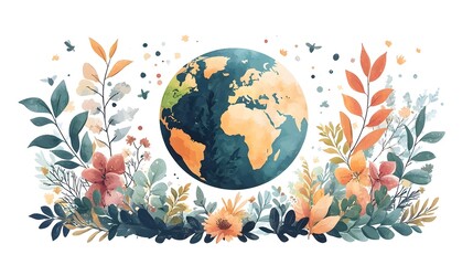 Poster - expanding eco friendly global industries for sustainable world growth flat design of a globe represe
