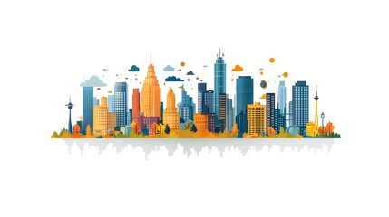 Poster - Expanding eco friendly industries and sustainable world growth visualized in a flat design on an isolated white background  Showcasing the concept of a greener