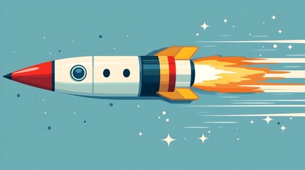 Poster - pencil transforming into a rocket on a white background representing the concept of creativity and p
