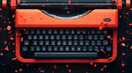 Poster - of a Typewriter Transforming into a Keyboard Representing the Evolution of Creative Writing and the Changing Landscape of Digital Tools for Expression