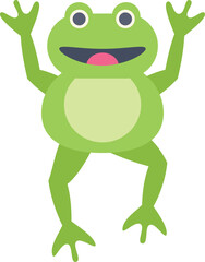 Sticker - Illustration of a happy green frog raising up its legs and smiling, isolated on white background