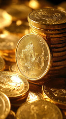 Poster - A pile of gold coins with the word 