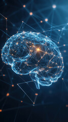 Poster - A brain made of lines and dots. The brain is blue and orange