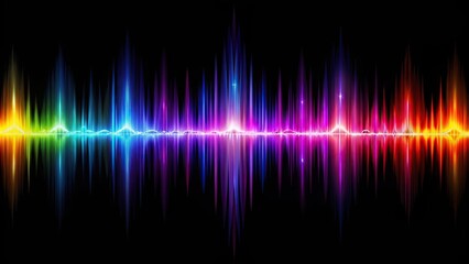 Fototapete - Reflected sound waves in neon color with black background