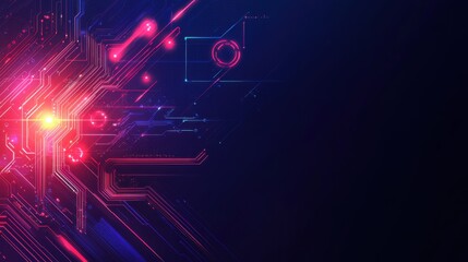 Poster - Abstract Circuit Design with Rising Arrows and Glow Effects