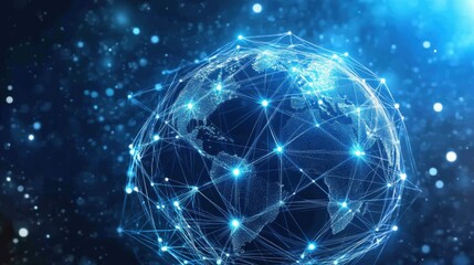 Poster - Digital Globe with Wireless Network Connections