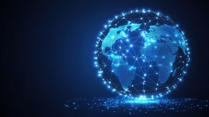 Poster - Digital Globe with Wireless Network Illustration