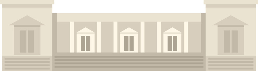 Poster - large retro building with columns and stairs, flat vector icon illustration isolated on white backgr
