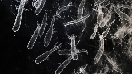 Poster - Magnified Clusters of Bacteria in Dark Background