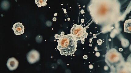 Poster - Microscopic View of Blood Smear with Cells